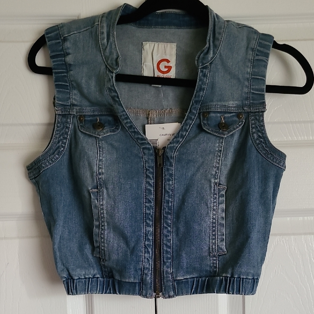 G by Guess Blue Denim Vest